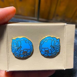Vintage Butterfly & Flower Enamel Earrings